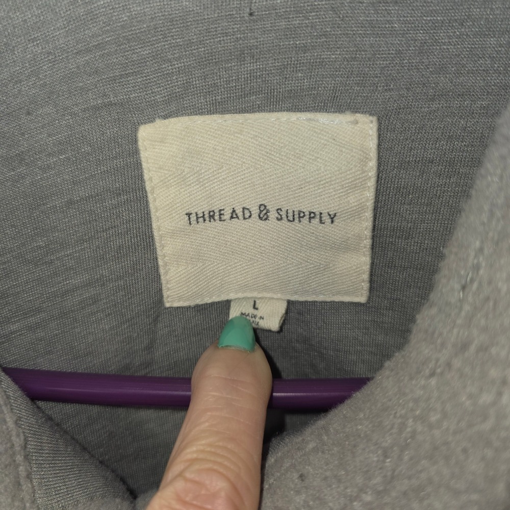 Thread & Supply Shacket Womens Large Grey Excellent Fleece Button Down J2071PND - Picture 4 of 6